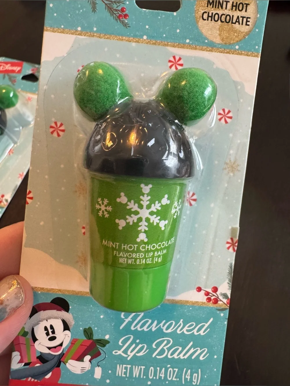 Set of 3 Disney Christmas Holiday Flavored Mickey Mouse Ears Cups Lip Balm Set